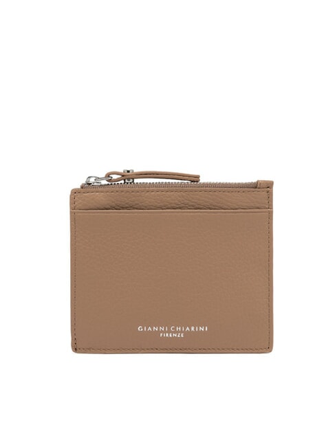 GIANNI CHIARINI GRAIN Portefeuille plat en cuir avec zip argile - Portefeuilles Femme