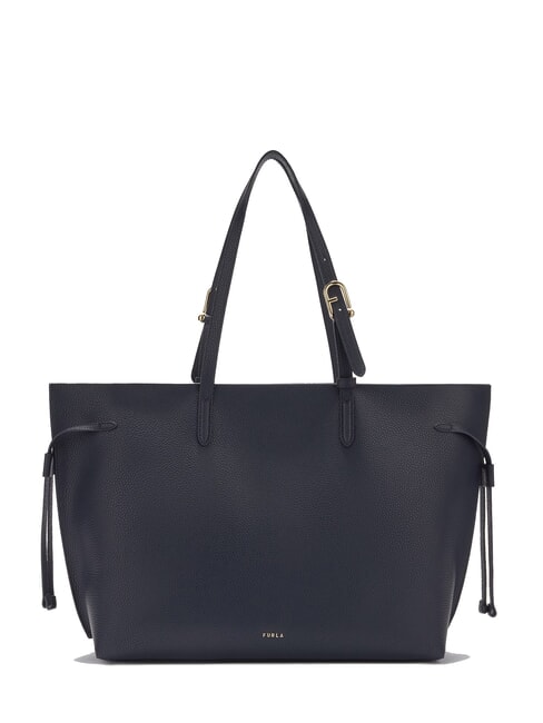 FURLA AVA Grand sac de courses en cuir bleu encre + bleu encre intérieur. - Sacs pour Femme