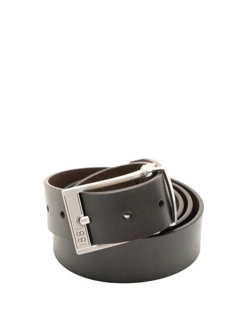 CERRUTI BICOLOR Ceinture réversible en cuir noir/marron foncé - Ceintures