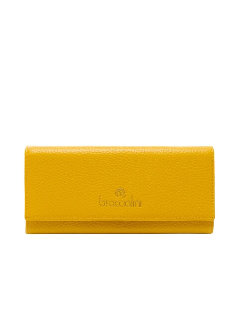 BRACCIALINI BASIC Grand portefeuille continental en cuir jaune - Portefeuilles Femme