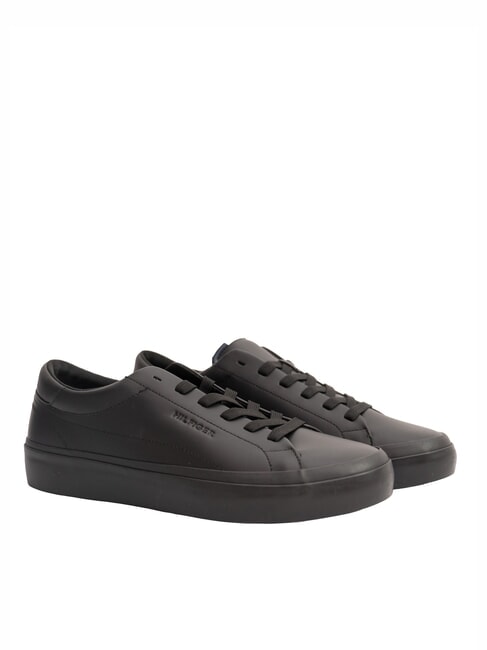 TOMMY HILFIGER TH Baskets en cuir noir - Chaussures Homme
