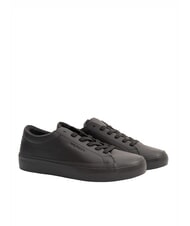 TOMMY HILFIGER TH Baskets en cuir noir - Chaussures Homme - 1