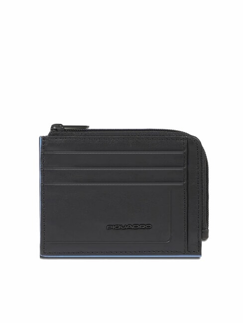 PIQUADRO ATLAS Porte-cartes/porte-monnaie en cuir plat Noir - Portefeuilles Homme