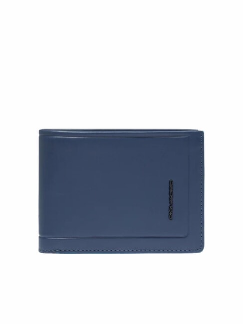 PIQUADRO ATLAS Portefeuille en cuir avec porte-monnaie bleu - Portefeuilles Homme