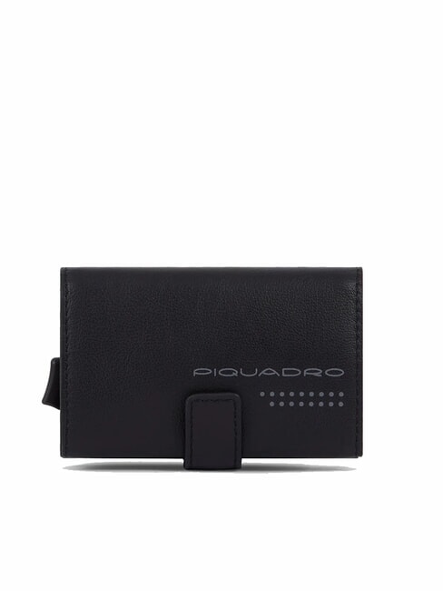 PIQUADRO URBAN Porte-cartes de crédit en métal et cuir Noir - Portefeuilles Homme
