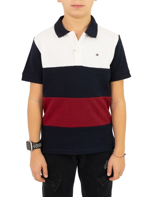 TOMMY HILFIGER TH KIDS polo à manches courtes pour enfants rouge / blanc / bleu - Tee-shirt enfant