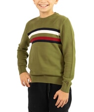 TOMMY HILFIGER TH KIDS Pull en coton &agrave; col rond pour enfants vert - Pulls pour enfants - 1