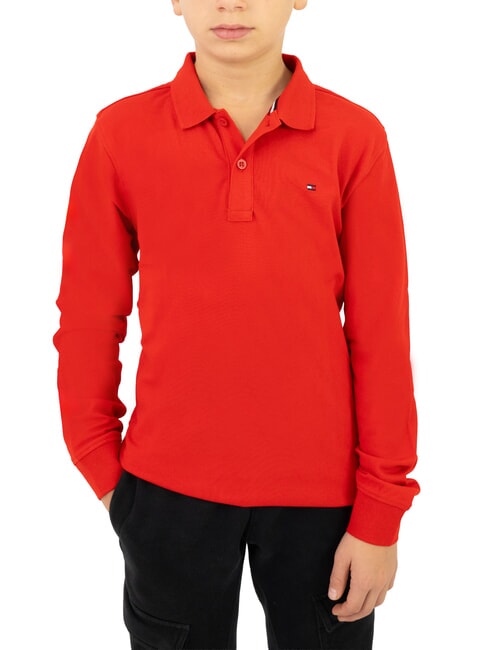 TOMMY HILFIGER TH KIDS polo à manches longues pour enfants cramoisi profond - Tee-shirt enfant