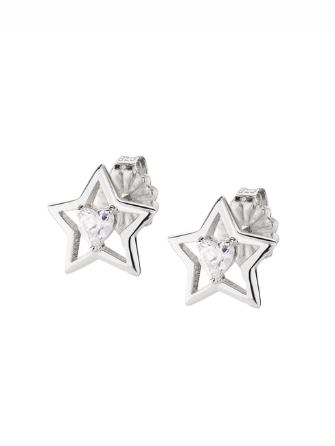 AMEN STELLE Boucles d'oreilles en zircon en forme de cœur rhodium - Boucles d'oreilles