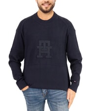 TOMMY HILFIGER TH Pull en coton à col rond avec logo - Pulls pour hommes