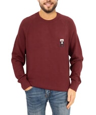 TOMMY HILFIGER TH Pull en coton &agrave; col rond avec logo brod&eacute; - Pulls pour hommes