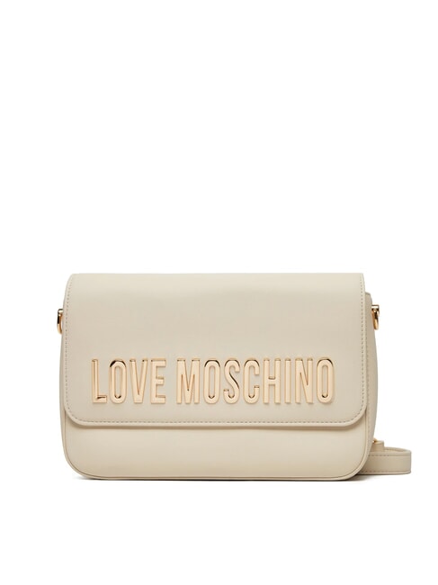 LOVE MOSCHINO LAMINATED BOLD LOVE Sac à bandoulière avec rabat Ivoire - Sacs pour Femme