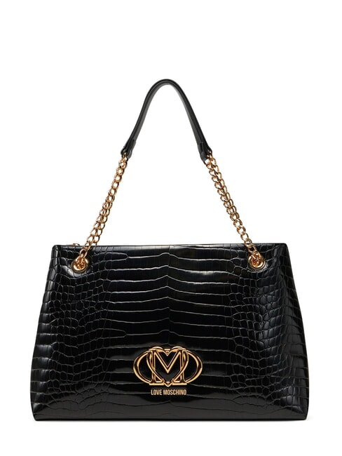 LOVE MOSCHINO SHINY CROCO sac à bandoulière crocus noir - Sacs pour Femme