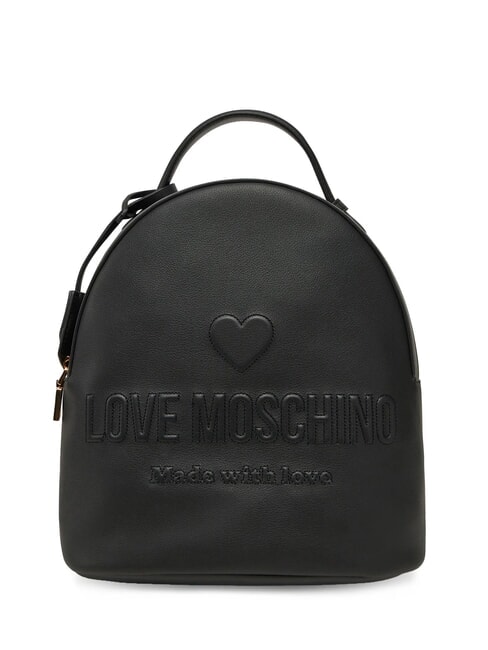 LOVE MOSCHINO LOVE EMBOSSED Sac à dos avec logo cousu Noir - Sacs pour Femme
