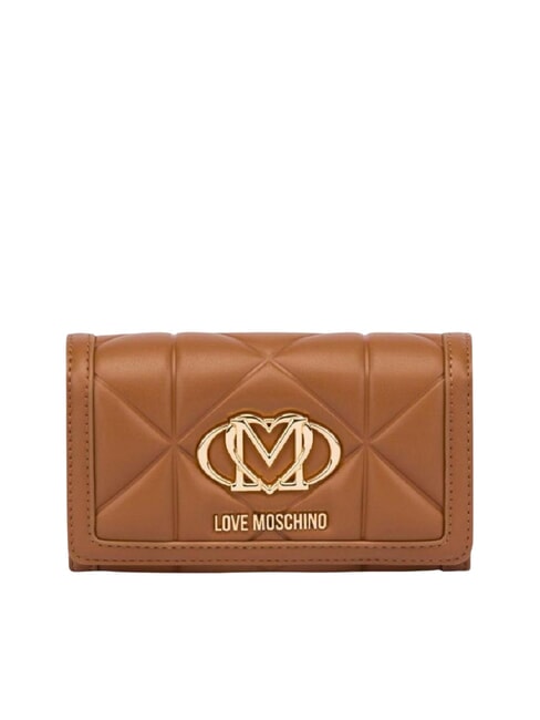 LOVE MOSCHINO LOVE EMBOSSED Grand portefeuille à rabat chameau - Portefeuilles Femme