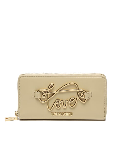 LOVE MOSCHINO SCRIPT Grand portefeuille zippé beige - Portefeuilles Femme