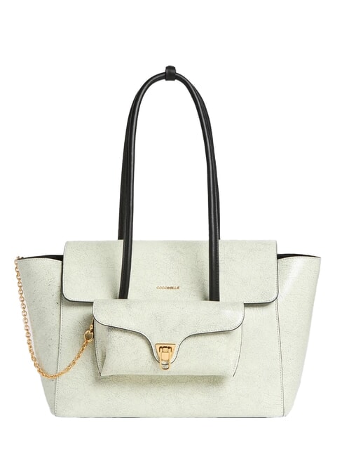 COCCINELLE DOUBLE BEAT CRA sac bandoulière neige/noir - Sacs pour Femme