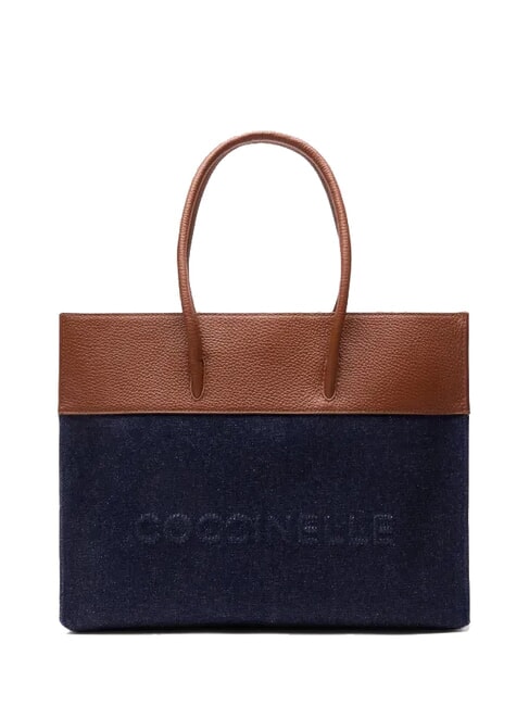 COCCINELLE MYRTHA DENIM sac bandoulière bleu den/cognac - Sacs pour Femme