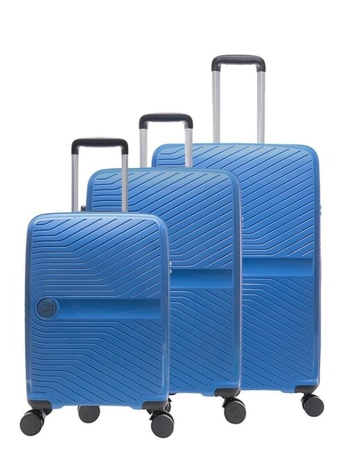 LESAC SLIDE Ensemble cabine + extensible moyen et grand, ultra-résistant bleu brumeux - Valises Rigides