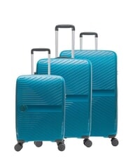 LESAC SLIDE Ensemble cabine + extensible moyen et grand, ultra-résistant bleu malachite - Valises Rigides - 1
