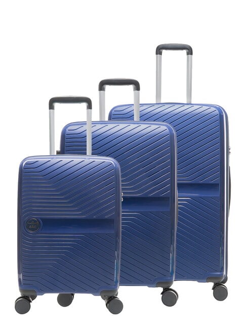 LESAC SLIDE Ensemble cabine + extensible moyen et grand, ultra-résistant bleu royal - Valises Rigides