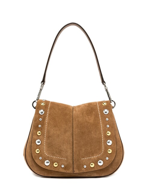 GIANNI CHIARINI HELENA ROUND Sac en daim à double fonction caramel - Sacs pour Femme