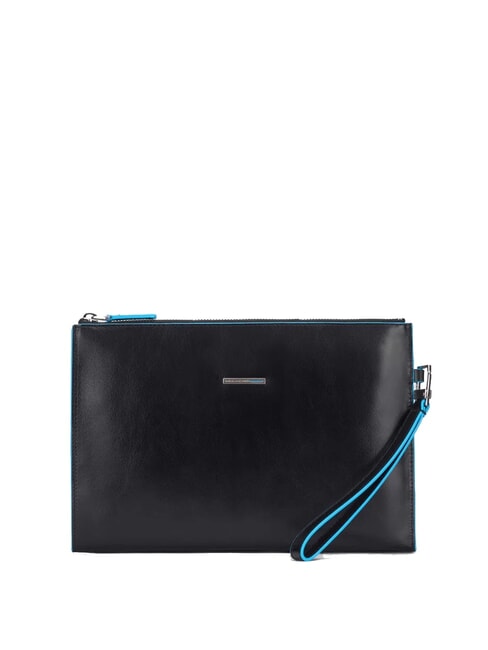 PIQUADRO BLUE SQUARE Pochette plate en cuir Noir - Sacs pour Femme