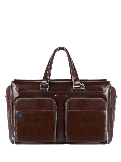 PIQUADRO BLUE SQUARE Sac de voyage en cuir, support pour ordinateur portable 15 pouces ACAJOU - Sacs de voyage