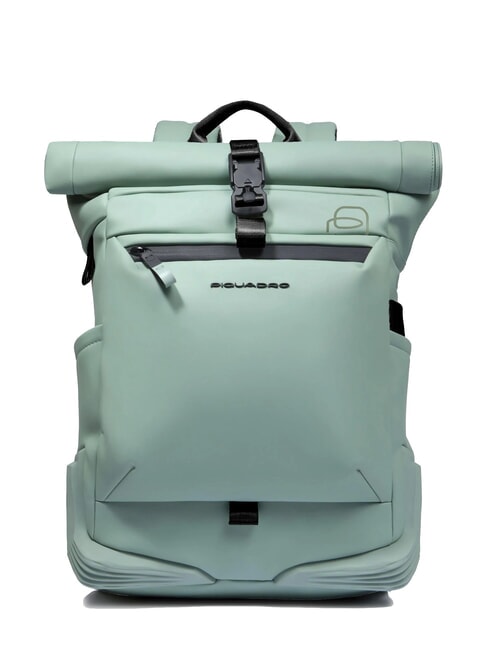 PIQUADRO CORNER SPECIALE GOMMATO Sac à dos roll-top pour ordinateur portable 15,6" VERT - Sacs à dos pour ordinateur portable
