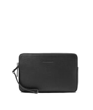 PIQUADRO BLACK SQUARE Pochette en cuir pour homme avec dragonne - Étui pour tablette & Organiseur