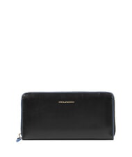 PIQUADRO BLUE SQUARE Grand portefeuille zippé Noir - Portefeuilles Femme - 1