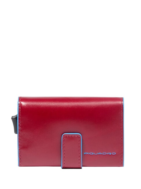 PIQUADRO BLUE SQUARE Portefeuille porte-cartes en cuir ROUGE - Portefeuilles Homme