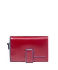 PIQUADRO BLUE SQUARE Portefeuille porte-cartes en cuir ROUGE - Portefeuilles Homme - 1