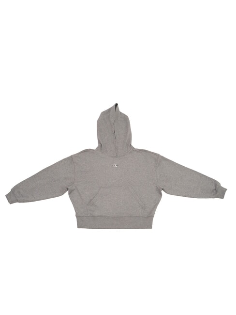 CALVIN KLEIN CK JEANS Sweat-shirt en coton avec capuche et poche bruyère grise - Sweat-shirts pour femmes