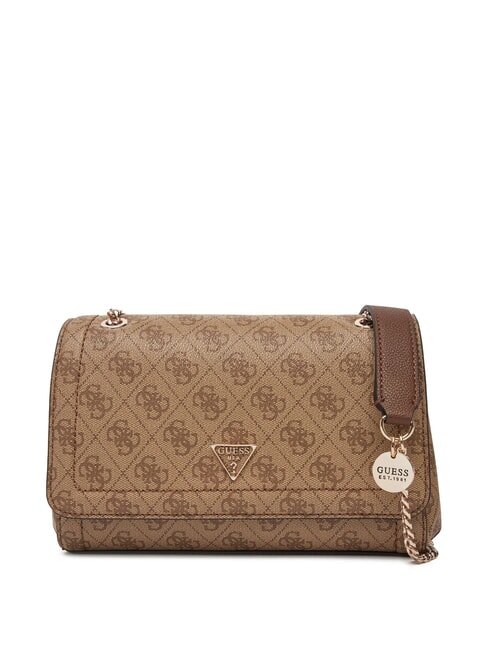 GUESS NOELLE 2 Sac convertible à rabat logo latte / marron - Sacs pour Femme