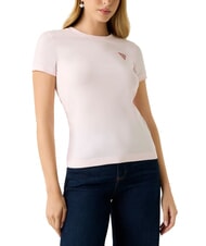 GUESS MINI TRIANGLE T-shirt coupe slim rose délicat - T-shirt - 1