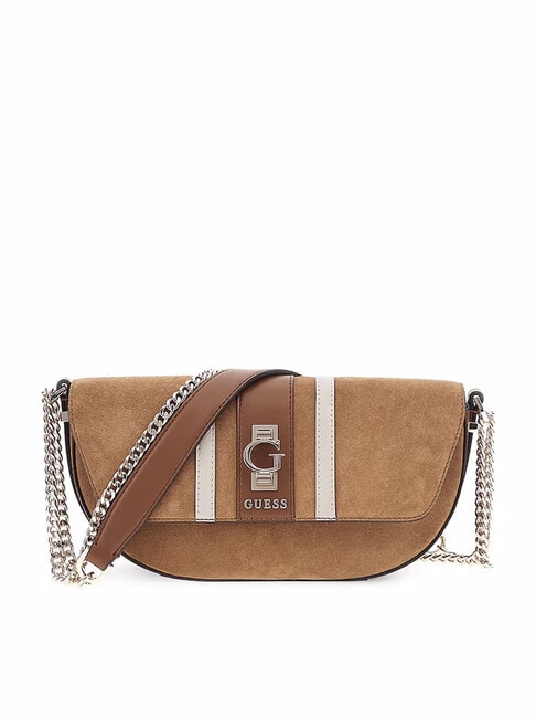 GUESS ERENIA sac bandoulière en daim COGNAC MULTI - Sacs pour Femme