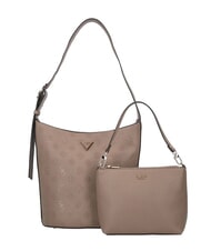 GUESS CRESIDIA Sac seau avec pochette logo taupe fonc&eacute; - Sacs pour Femme - 1