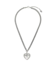 GUESS THAT'S AMORE Collier pendentif c&oelig;ur bomb&eacute; ARGENT - Colliers - 1