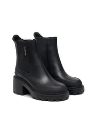 TOMMY HILFIGER TH JEANS Bottines en cuir &agrave; talon moyen noir - Chaussures Femme - 1