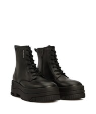 TOMMY HILFIGER TH JEANS Bottines en cuir &agrave; plateforme avec fermeture &eacute;clair noir - Chaussures Femme - 1