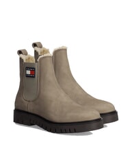 TOMMY HILFIGER TH JEANS bottines en cuir nubuck kaki - Chaussures Femme - 1