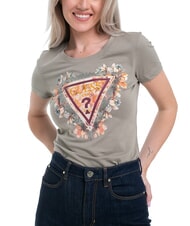 GUESS TRIANGLE FLOWERS T-shirt extensible avec imprim&eacute; feuille de sauge - T-shirt - 1