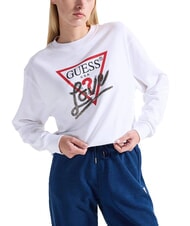 GUESS STUDDED LOVE Sweat-shirt ras du cou avec imprim&eacute; clout&eacute; - Sweat-shirts pour femmes