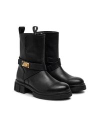 TOMMY HILFIGER BIKER Bottines en cuir &agrave; boucle noir - Chaussures Femme - 1