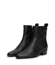 TOMMY HILFIGER LOW COWBOY Bottines pointues en cuir imprim&eacute; noir - Chaussures Femme - 1