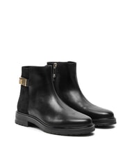 TOMMY HILFIGER TH bottines basses en daim et cuir noir - Chaussures Femme - 1