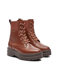 TOMMY HILFIGER TH ELASTIC RIB LACEUP Bottes en cuir &agrave; lacets - Chaussures Femme