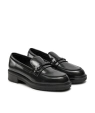 CALVIN KLEIN LOAFER BAR SAFF Mocassins en cuir avec empi&egrave;cement en cuir saffiano - Chaussures Femme
