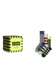 HAPPY SOCKS CHECK IT OUT Lot de 3 paires de chaussettes 1000 - Chaussettes pour hommes - 1